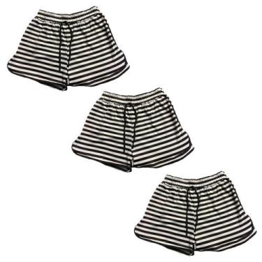 Imagem de Kit 3 Short Saída Praia Listrado Feminino Fristyle Verão Moda, GG