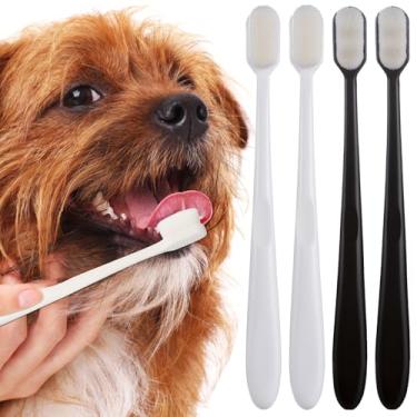 Imagem de Dote on pet Pacote com 4 escovas de dentes supermacias para cães pequenos a grandes, projetada para limpeza e proteção de dentes de cães e gatos, cuidados dentários, kit de escova de dentes de
