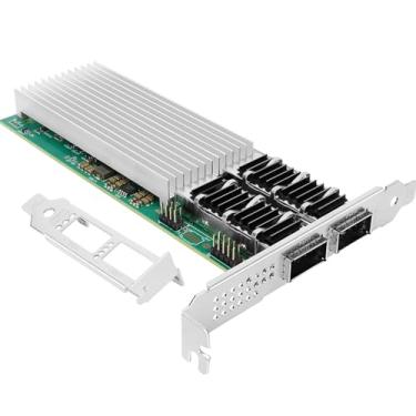 Imagem de Euqvos Placa de rede Ethernet de 100 GB, compare com Intel E810-CQDA2, com chip Intel E810-CAM2, porta dupla QSFP28, adaptador LAN Ethernet PCIe 4.0 x16 compatível com Windows Server/Linux/VMware