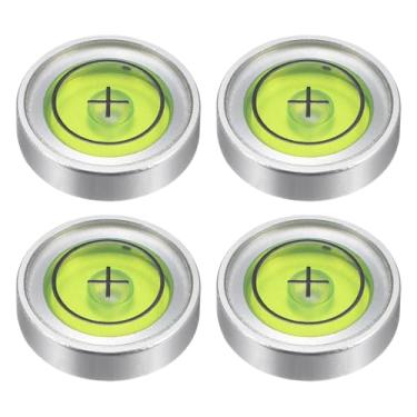 Imagem de HARFINGTON 4 peças de nível de bolha redonda 14,5 x 3,8 mm Mini Circular Bullseye Níveis de Espírito para Nivelar Câmera, Tripé, Telescópio, Oficina, Toca-Discos, Moldura, Prateado, Verde