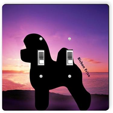 Imagem de Rikki Knight 8413 Placa de interruptor de luz de design bichon frize Dog At Sunset