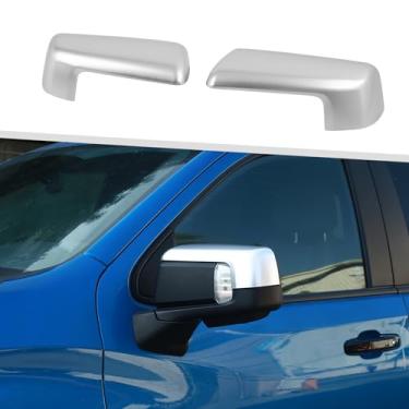 Imagem de Jimen Compatível com Chevrolet Silverado/GMC Sierra 2019-2024, 1 par de capa de acabamento de tampa de espelho retrovisor (prata)