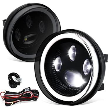 Imagem de DNA MOTORING FL-ZTL-370-SM Par de faróis de neblina de LED completos compatíveis com Sierra 1500/2007-2014 Sierra 2500 3500, lente fumê, com interruptor e chicote de fiação