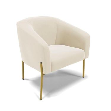 Imagem de Cadeira Sala De Jantar Pé De Ferro Dourado Stella Veludo D03 - D`rossi Cor Bege