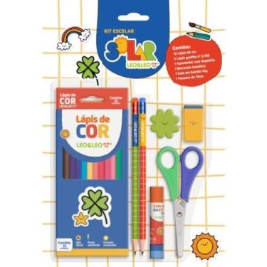 Imagem de Kit escolar solar 12 cores + 6 pecas leonora blister