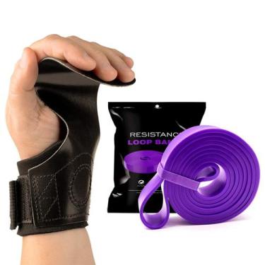 Imagem de Kit Hand Grip Competition Skyhill e Super Band Roxo Forte 45kg, M, Lon