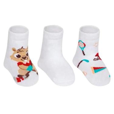 Imagem de Tripack de Meia Puket Club Baby Esquilo 010203010, Branco