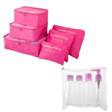 Imagem de Kit Viagem 6 Necessaire Organizador mais 4 Frascos 10 Pçs - Bruartt