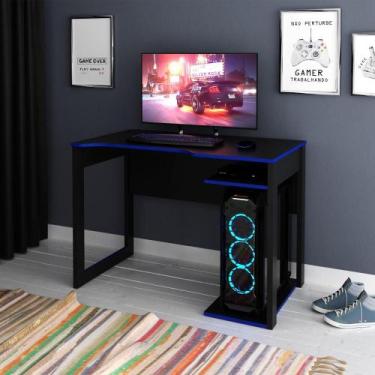 Imagem de Mesa Gamer com 2 Nichos -  Preto/Azul - Tecno Mobili, Preto