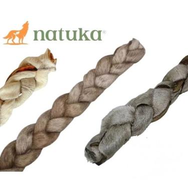 Imagem de Mordedor Couro Trança Bovina Petisco Para Cães e Gatos Grande - Natuka