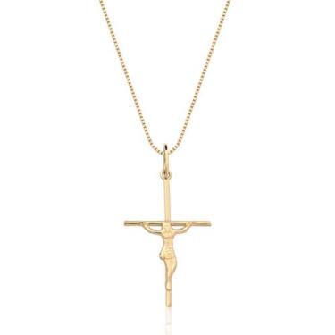Imagem de Pingente Cruz Palito Cristo Ouro 18k Maciço P108 - MAEHLER JOIAS, Dour