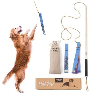 Imagem de Chasing Tails Mastro de paquera para cães grandes - 91 cm com corda de 203 cm e dois brinquedos para todas as raças - mastro de mola para cães, mastro de paquera para cães grandes, mastro de apanhador
