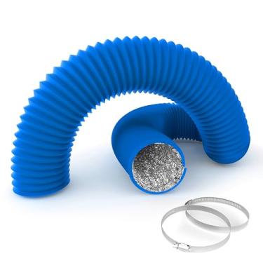 Imagem de Duto de alumínio de 10 cm, mangueira de ventilação para secador, proteção de três camadas resistente, 2,5 m de comprimento para aquecimento, resfriamento, ventilação e exaustão, azul