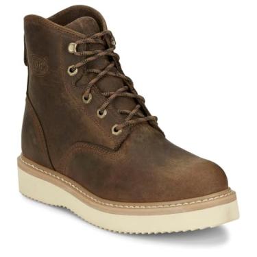 Imagem de Justin Bota de trabalho masculina Maxwell Peanut Tan 15 cm Boot Company, Marrom, 43