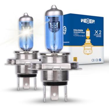 Imagem de wideep Lâmpadas de farol de halogêneo H4/9003/HB2, lâmpadas de substituição de feixe alto e baixo padrão 55W/60W, farol branco DC 12V 5000K, pacote com 2