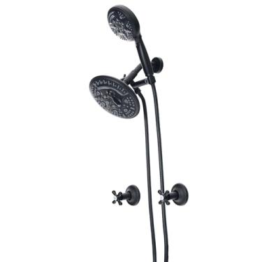 Imagem de PHASAT Torneira de Chuveiro de 2 Alças com Chuveiro de Mão, Kit de Chuveiro Duplo 2 Em 1, Conjunto Combinado de Chuveiro e Chuveiro de Mão, Kit de Acabamento de Banheira e Chuveiro (, Preto Fosco)