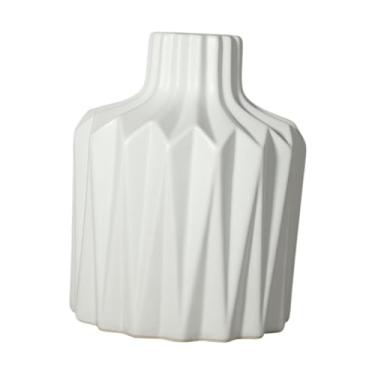 Imagem de Fenteer Vaso de Cerâmica Geométrico para Decoração de Mesa e Estantes, Size M White, Tamanho real