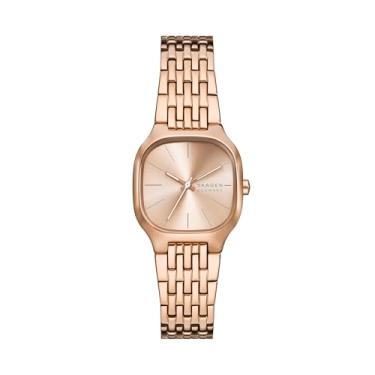Imagem de Skagen Relógio feminino Mellem Lille com três ponteiros ouro rosa de aço inoxidável, Ouro rosa