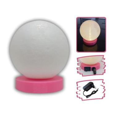Imagem de Luminária de Mesa 3d Forma de lua Cheia Base Rosa - NEWRAI3D