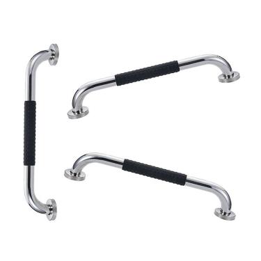 Imagem de Barra de Apoio Inox 60cm Suporte Antiderrapante Kit 3 unidades Banheiro Box Idoso Crian...