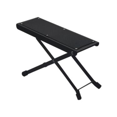 Imagem de MERIGLARE Pedal de guitarra de guitarra Pedal Ferro de ferro o suporte do pedal 4 posição de altura do pé para ukulele clássico, Preto