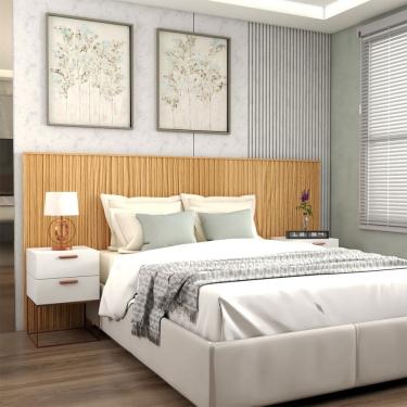 Imagem de Cabeceira Casal Premium Ripado Carvalho - Panorama Móveis