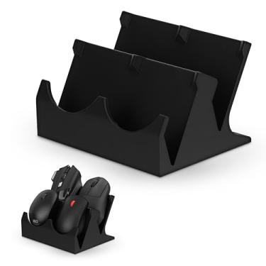 Imagem de BRAINWAVZ Suporte para mouse de mesa Quad PC para jogos e mouse de escritório da Logitech, Razer, Corsair e mais - Organize seu espaço de trabalho ou jogo e mantenha-o livre de bagunça (DM04)