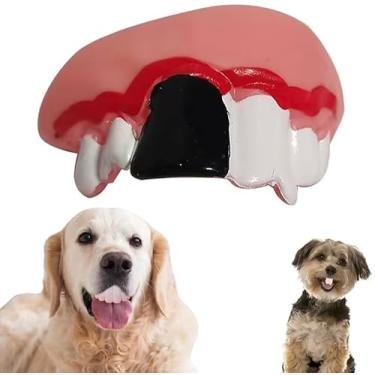 Imagem de Dentes pretos falsos para cães, suportes de dentes de silicone engraçados, brinquedos criativos para mastigar cães com dentes falsos, fácil de aplicar, brinquedos interativos, acessórios adequados