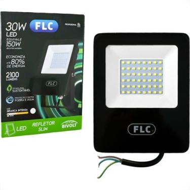 Imagem de Refletor De Led Flc Slim 30W. 6500K. 2100Lm Ip65 Preto Bivolt