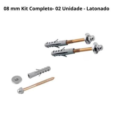 Imagem de Parafuso Para Vaso Sanitário 8 Mm Kit Completo 2 Un Latonado - Modelar