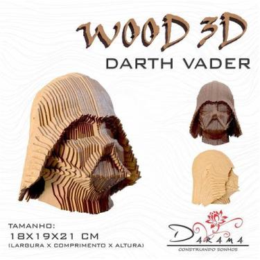 Imagem de  Quebra cabeças 3D Cabeça Enfeite Star Wars Darth Vader Busto MDF 3mm 