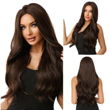 Imagem de Peruca  Ondulada Fibra Orgânica com Silk Top Castanha - Gm Hair