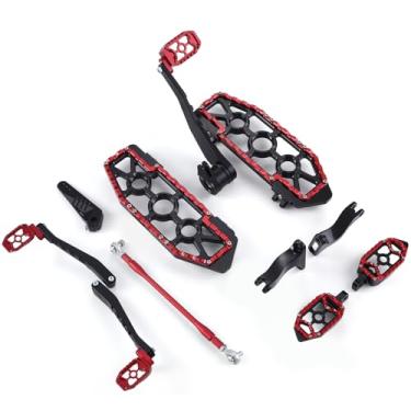 Imagem de Para Harley Touring Floorboards MX Footboards com alavanca de câmbio de braço de freio de engrenagem 2014-2024 (preto + vermelho)