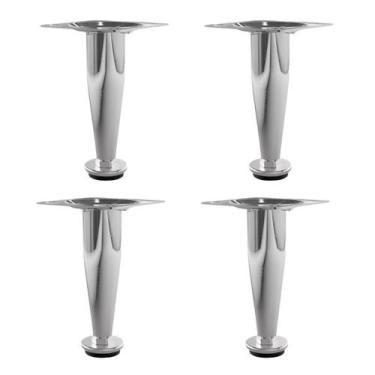 Imagem de Kit 4 Pé Para Móveis Regulável Cônico Cromado 10cm em Aço - HD