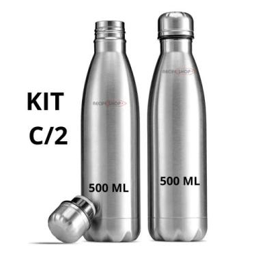 Imagem de Kit 2 Garrafas de Inox 500ml - Para Academia, Esportes e Dia a Dia - H