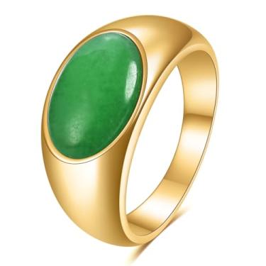 Imagem de MYNENEY Aço inoxidável ouro/prata forma quadrada sinete masculino anel mindinho declaração bonito casamento azul/marrom/verde anéis de pedra presente moderno para mulheres homens, Pedra, Sem pedra