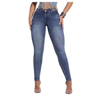 Imagem de Calça Feminina Pit Bull Jeans Skinny Hot Pants Escura - 8636-Feminino