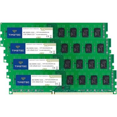Imagem de Timetec Kit de 32 GB (4 x 8 GB) DDR3 1333 MHz PC3-10600 Non-ECC Unbuffered 1,5 V CL9 2Rx8 Dual Rank 240 pinos UDIMM PC Desktop Memória RAM Upgrade (32GB KIT (4x8GB))