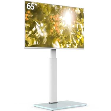 Imagem de AOKCOS Suporte giratório para TV de 32 a 65 polegadas, canto ajustável de 8 níveis de altura pequeno suporte de TV para sala de estar/quarto, comporta até 40 kg, VESA máx. 400 x 400 mm, branco