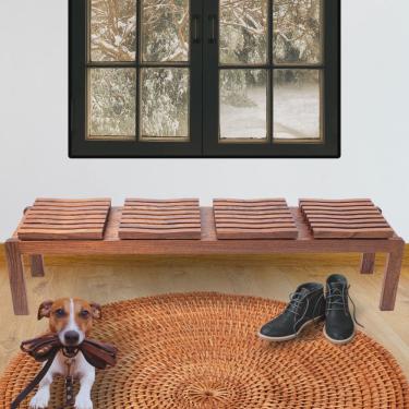 Imagem de Banco em Madeira Maciça 04 Lugares 190 X 45 X 43 Marrom