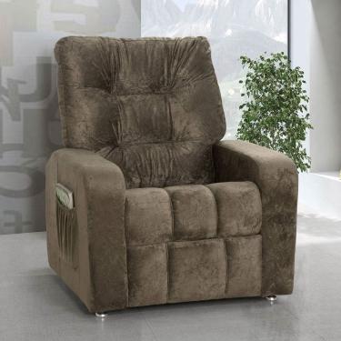 Imagem de Poltrona Reclinável Conforto Azera Mx 7 Suede Amassado Marrom Móveis Leartam
