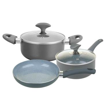 Imagem de Jogo de Panelas Revestimento Cerâmica Premium Cabo Antitérmico 3 Peças - Cazza 