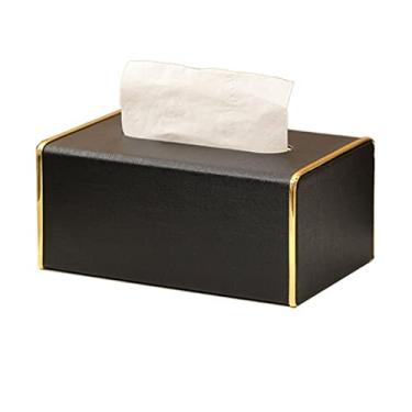 Imagem de Caixa dispensador de lenços caixa de lenços casa sala de estar caixa de papel caixa de guardanapo de couro de luxo leve prática caixa de lenços faciais suporte de caixa de lenços (cor: B) (A)