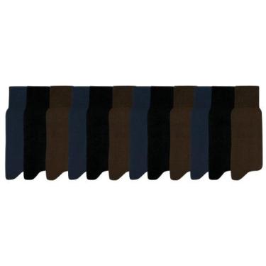 Imagem de Kit Com 12 Pares De Meias Social Masculina Mash 100% Algodão, Sortido,