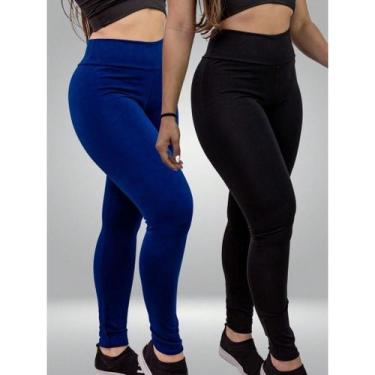Imagem de Kit 2 Calça Legging Fio Duplo Lisa Basica Cos Alto Zero Transparencia 