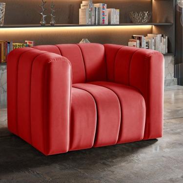Imagem de Poltrona Mona Decorativa Retrô Moderna Sala de Estar Vermelho