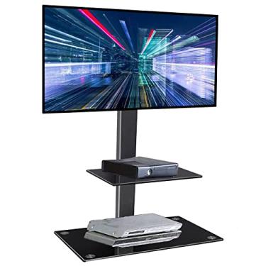 Imagem de Suporte de exibição de TV resistente com prateleira, altura ajustável para suportes de televisão de chão de 81 a 165 cm para sala de estar, sala de aula, escritório, carregando 50 kg de belas