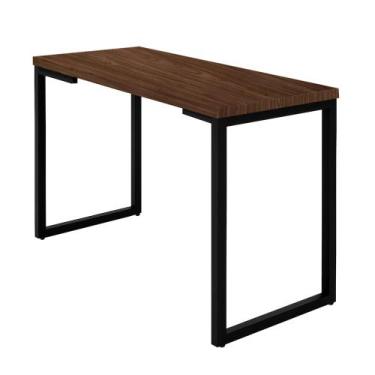 Imagem de Mesa Industrial MDP Freijó 120cm Base Metálica Preta - Belliv Decor