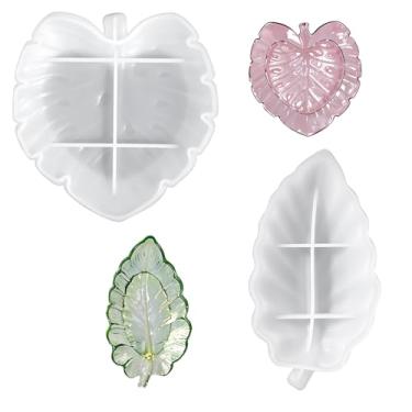 Imagem de 2 moldes de folha de silicone, 2 tamanhos de moldes de concreto, molde de folha de silicone para joias faça você mesmo, suporte de sabonete, artesanato, presente, decoração de casa