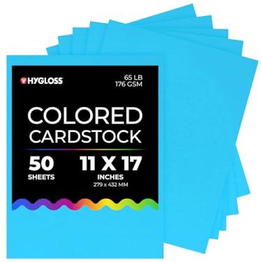 Imagem de Hygloss Cartolina azul claro colorida – 29 x 43 cm, 50 folhas, 29,5 kg/176 gsm, resistente ao desbotamento, sem ácido, cartão de papel colorido